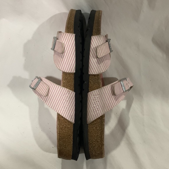 Birkis by BIRKENSTOCK Aziza Pink and White Striped Sandals - Picture 3 of 10